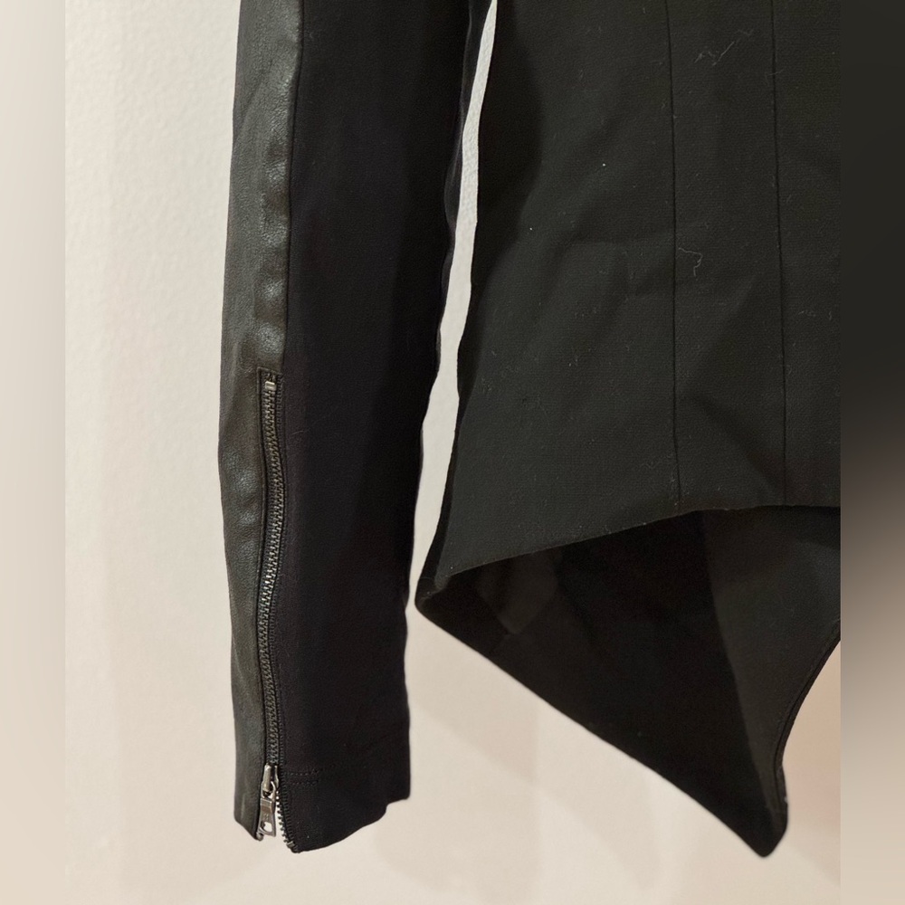 BCBGMAXAZRIA β’ Black Blazer with Leather Sleeves - Picture 8 of 8